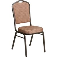 Crown Back Banquet Chair - Gold Diamond Fabric w/ Goldvein Frame