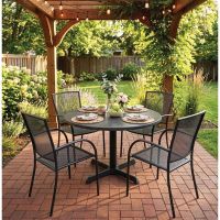Enduro outdoor table tops in garden area
