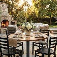 Enduro metal table top on outdoor patio