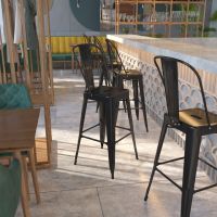 Kai Indoor Outdoor Bar Height Stool - Black