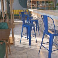 Kai Indoor Outdoor Bar Height Stool - Blue