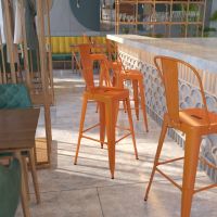 Kai Indoor Outdoor Bar Height Stool - Orange