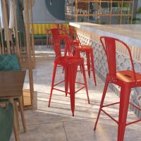Kai Indoor Outdoor Bar Height Stool - Red