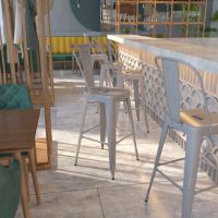 Kai Indoor Outdoor Bar Height Stool - Silver