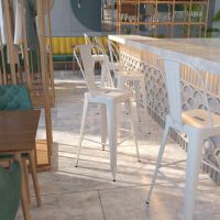 Kai Indoor Outdoor Bar Height Stool - White
