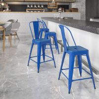 Kai Bistro Indoor Outdoor Counter Height Barstool - Blue