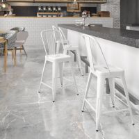 Kai Bistro Indoor Outdoor Counter Height Barstool - White
