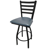 Ladderback Swivel Barstool - Black Frame/Vinyl Seat