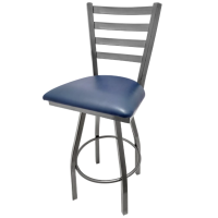 Ladderback Swivel Barstool - Clear Coat Frame/Vinyl Seat
