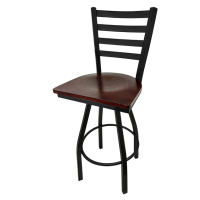Ladderback Swivel Barstool - Black Frame/Wood Seat
