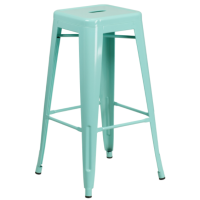 Backless Square Seat Metal Barstool - Mint