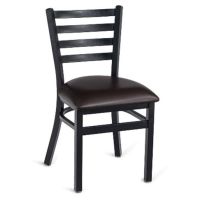 Dante 513B Ladder Back Metal Frame Chair - Black Steel Frame/Black Vinyl Seat