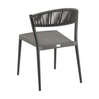 RP-01S Outdoor Restaurant Side Chair - Anthracite/Dark Gray - Rear View