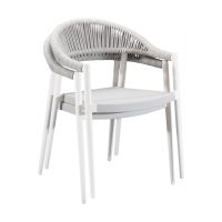 RP-01A Outdoor Restaurant Arm Chair - White/Light Gray - Stacked