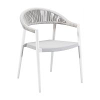 RP-01A Outdoor Restaurant Arm Chair - White/Light Gray