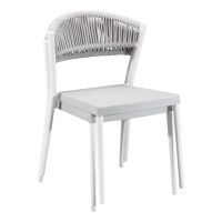 RP-01S Outdoor Restaurant Side Chair - White/Light Gray - Stacked