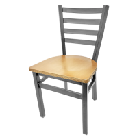 SL135C Clear Coat Metal Chair - Natural Wood Seat