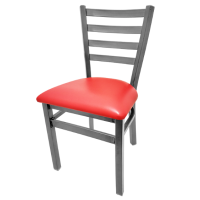 SL135C Clear Coat Metal Chair - Red Vinyl Seat