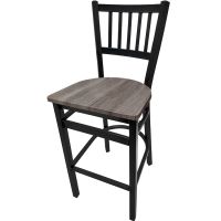 SL2090-1 Metal Frame Barstool - Barnwood Wood Seat