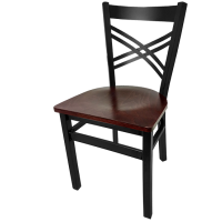 SL2130 Black Metal Frame Chair - Mahogany Wood Seat