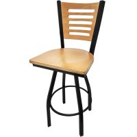 Five Line Swivel Barstool - Black Frame/Natural Seat/Natural Back