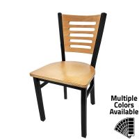SL2150 Metal Frame Chair - Black Frame/Natural Seat/Natural 5 Line Back