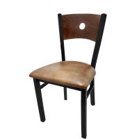 SL2150 Metal Frame Chair - Black Frame/Buckskin Vinyl Seat/Walnut Bullseye Back