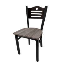 SL2150 Metal Frame Chair - Black Frame/Barnwood Seat/Black Shoreline Back