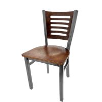 SL2150 Metal Frame Chair - Clear Coat/Walnut Seat/Walnut 5 Line Back