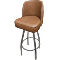 SL8136 Tufted Bucket Barstool - Clear Coat Frame & Buckskin Seat