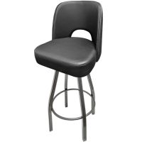 SL9136 Cutout Back Barstool - Clear Coat Frame/Black Seat & Back