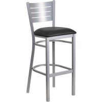 Slatback Metal Frame Barstool - Black Vinyl Seat