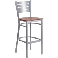 Slatback Metal Frame Barstool - Cherry Wood Seat