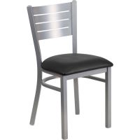 Slatback Metal Chair - Black Vinyl Seat