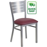 Slatback Metal Chair - Burgundy Vinyl Seat