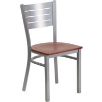Slatback Metal Chair - Cherry Wood Seat