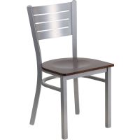 Slatback Metal Chair - Walnut Wood Seat