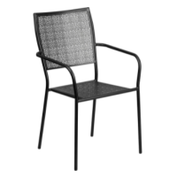 Square Back Outdoor Arm Chair - Black