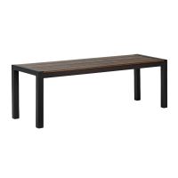 Synthetic Teak Bench - Black Frame with Brown Teak Slats