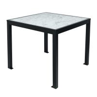 Surf Laminate Inlay Table - Black Frame - Carrara Marble Inlay