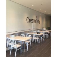 T40 White Resin MDF Table Tops with chairs
