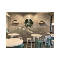 T40 White Laminate MDF Table Tops with stools in restaurant