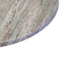 Molded Melamine Outdoor Tabletop - Barn White - Corner View of Round Top