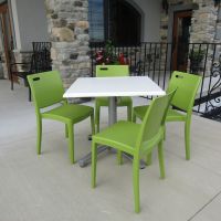 Molded Melamine Outdoor Tabletop - White in outdoor setting