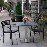 Vanguard Outdoor Table Tops - Dark Concrete - Shown with Chairs