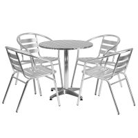 Stainless Steel Outdoor Set - Stainless Table Top w/Aluminum Chairs