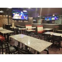 Rectangular Granite Table Top in Kashmir White Color Placed in Restaurant