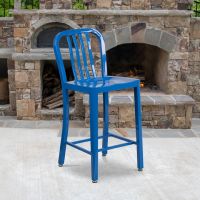 Vertical Slat Back Counter Height Stool - Blue