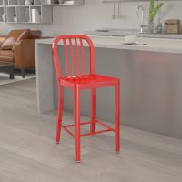 Vertical Slat Back Counter Height Stool - Red