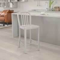 Vertical Slat Back Counter Height Stool - Silver
